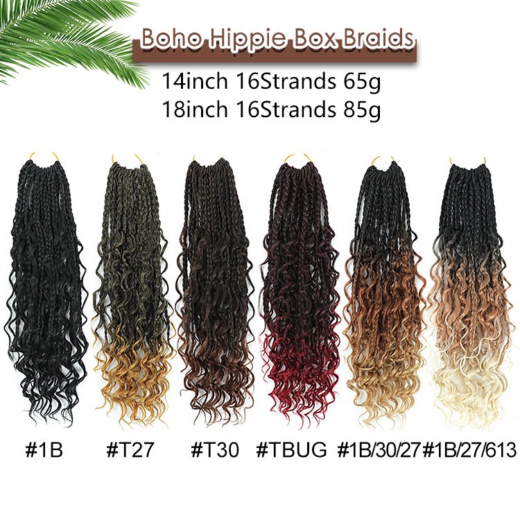 Julianna Wholesale Synthetic Crochet Hair Extension 14 18 Inch C14 Crotchet Hair With Curly End Bohemian Goddess Boho Box Braids