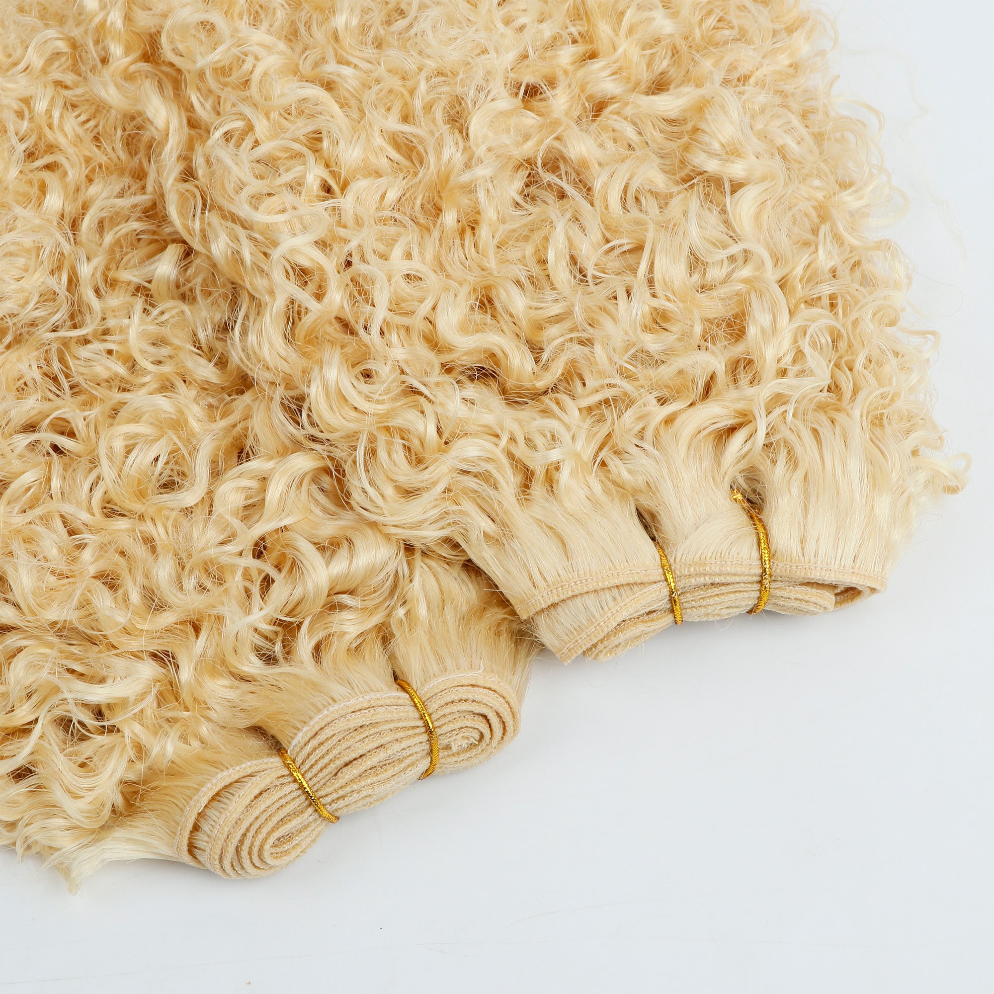 Wholesale Double Drawn Russian Human Hair Extension Curly Blonde Hair Bundles