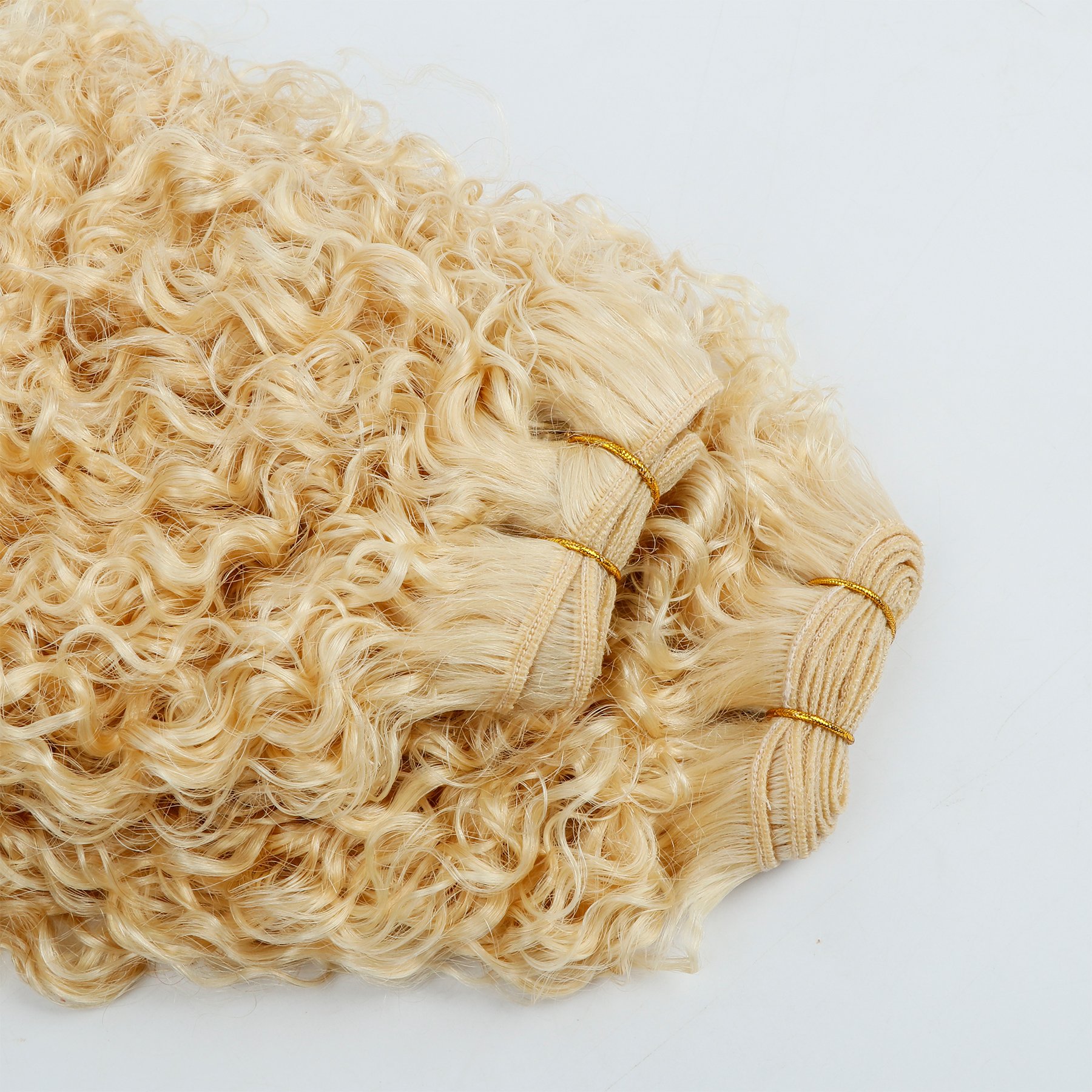 Wholesale Double Drawn Russian Human Hair Extension Curly Blonde Hair Bundles