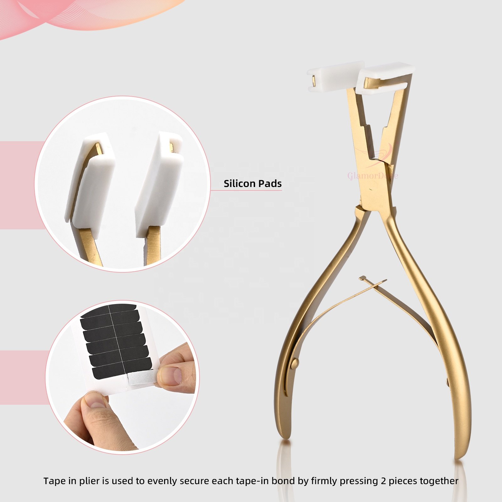 Tape in Human Hair Extensions Installation Tools Kit with Custom Color Extensions Pliers, Alligator Clips, Combs, Gripper Pads