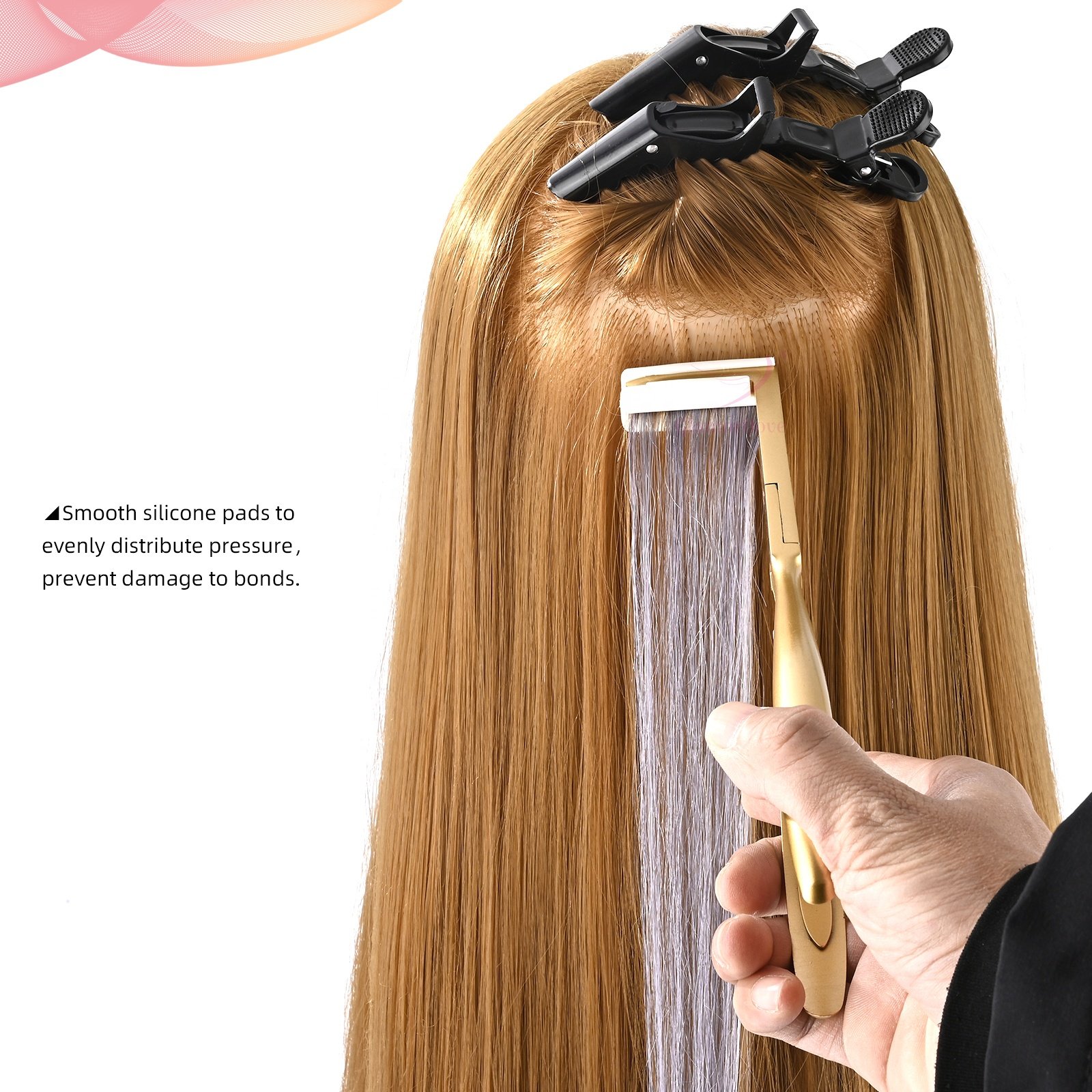 Tape in Human Hair Extensions Installation Tools Kit with Custom Color Extensions Pliers, Alligator Clips, Combs, Gripper Pads