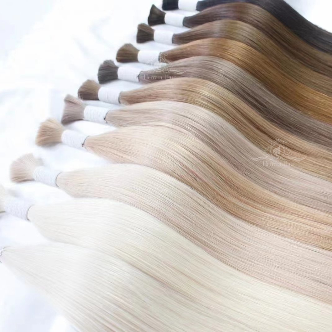 Best White Blonde Human Hair Extensions Extensiones Cabello Natural Russian Remy Virgin Raw Bulk Human Hair