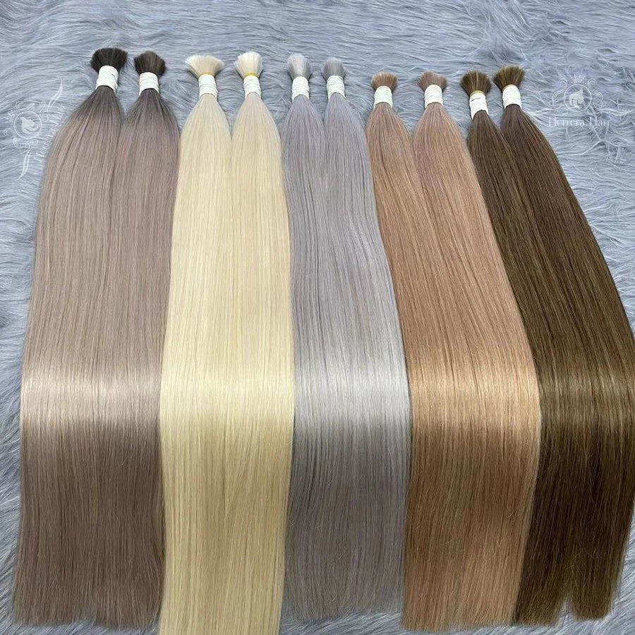 Best White Blonde Human Hair Extensions Extensiones Cabello Natural Russian Remy Virgin Raw Bulk Human Hair