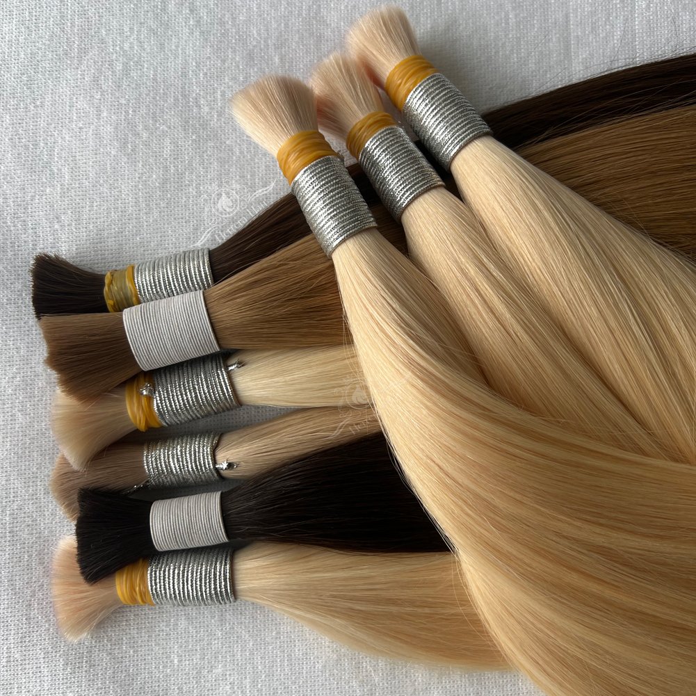 Best White Blonde Human Hair Extensions Extensiones Cabello Natural Russian Remy Virgin Raw Bulk Human Hair