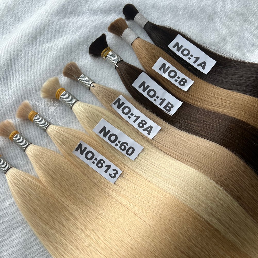 Best White Blonde Human Hair Extensions Extensiones Cabello Natural Russian Remy Virgin Raw Bulk Human Hair