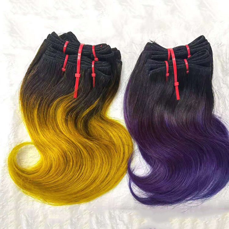 Raw Virgin 100% human body wave Brazilian natural double weft colorful human hair bundle human hair extensions blonde