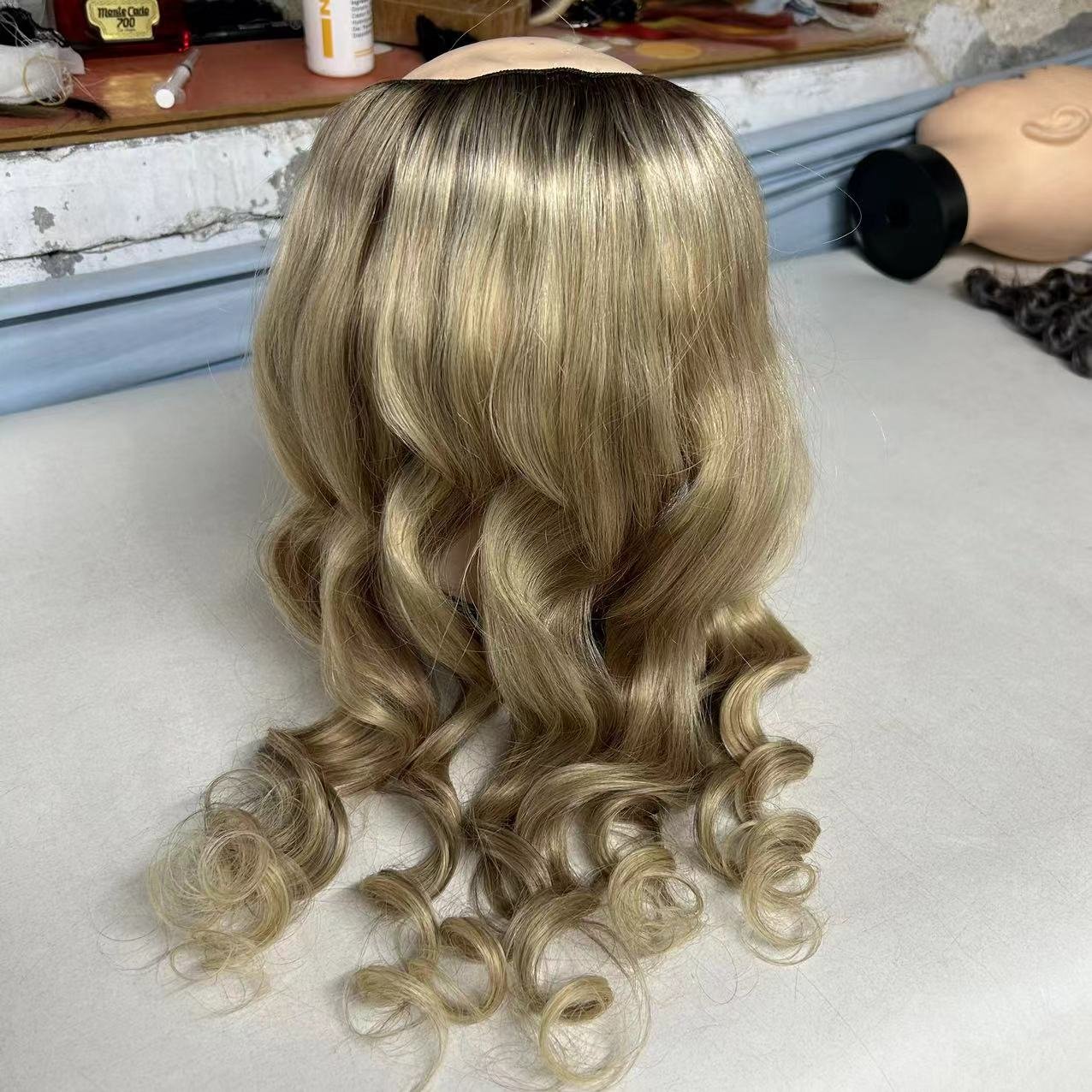 Best Selling Invisible Wire Ombre Piano Color Body Wave One Piece Clip In Human Hair Extensions With Fish Line