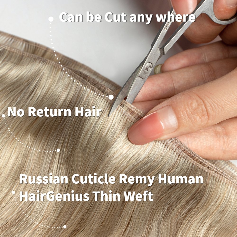 Salon Quality Human Hair Extensions Thinnest Invisible Genius Weft Double Drawn Remy Genius Hair Weft Extensions