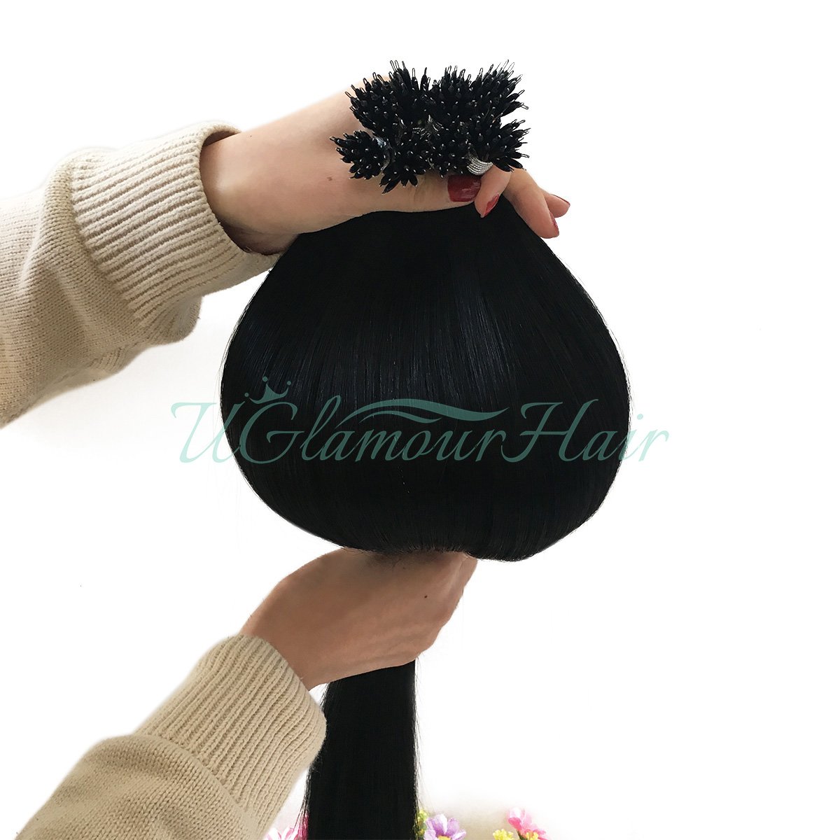 U Glamour Hair Wholesale Beads Virgin Remy Russian Human Hair Nano Ring Tip Extensions