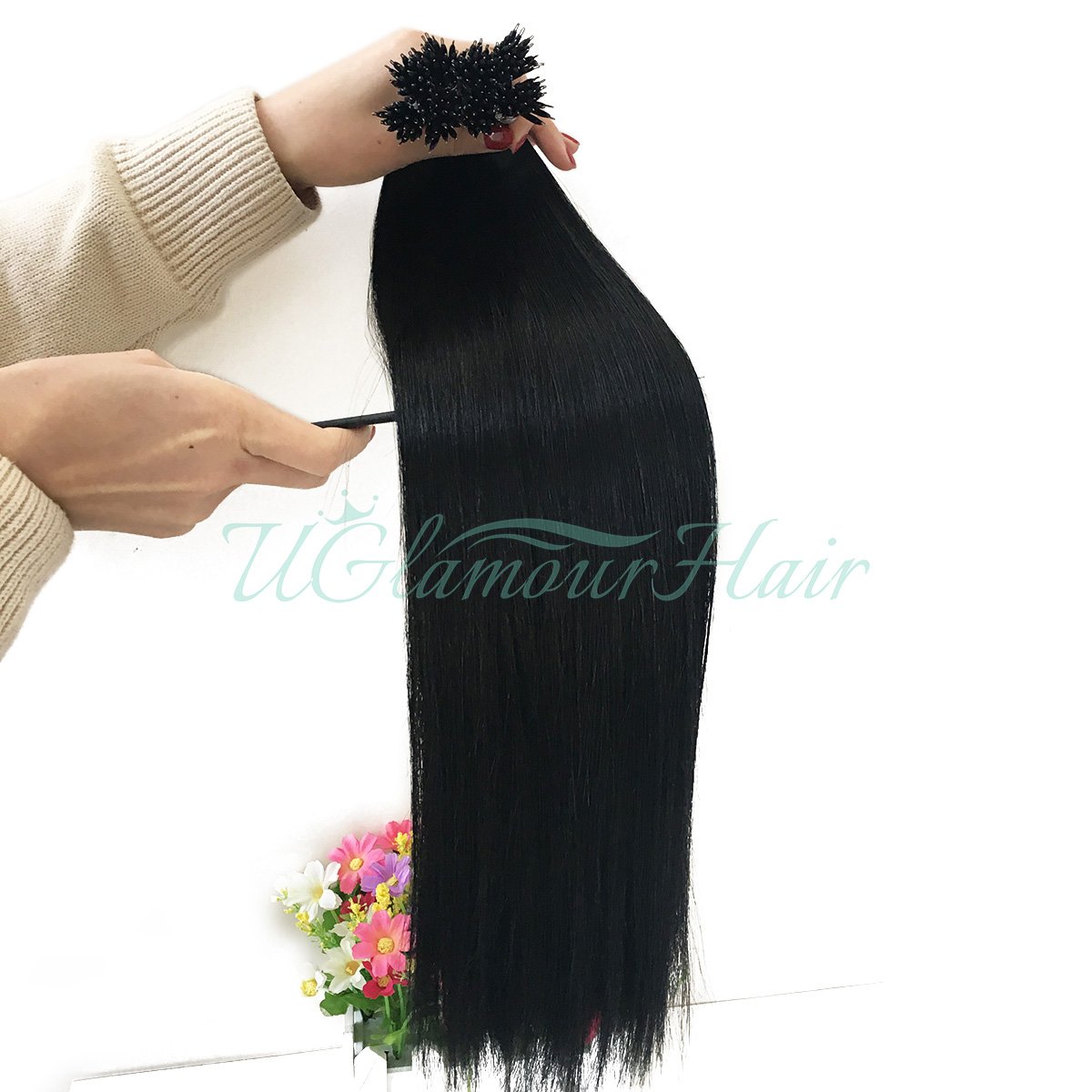 U Glamour Hair Wholesale Beads Virgin Remy Russian Human Hair Nano Ring Tip Extensions