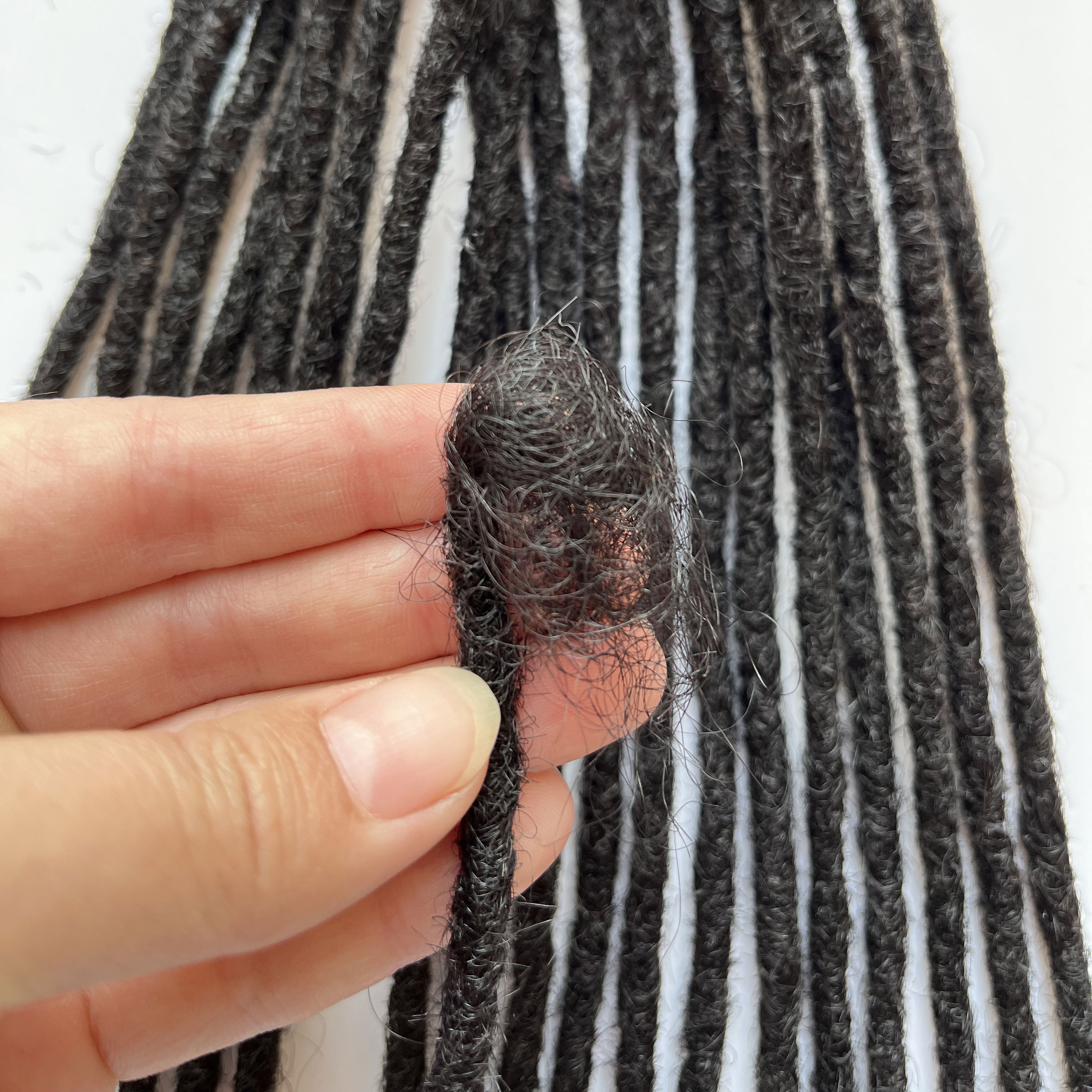 Wholesale Price100% Human Hair Handmade 8" Soft Afro Kinky Curly Black Color 0.2cm 0.4cm 0.6cm 0.8cm Size Crochet Dreadlocks