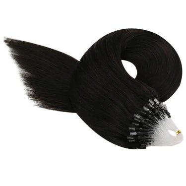 Micro Loop Ring Real Hair Extensions Iron Wire Mental Silicone Lined Remy Human Hair Extensions