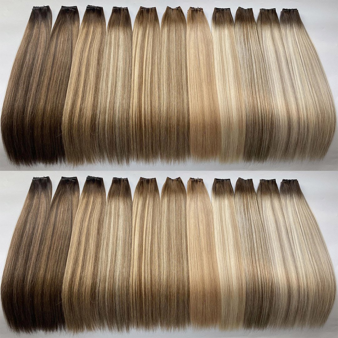 HaiYi Hot Selling Large Stock Balayage Color Double Drawn Russian Hair Genius Weft Human Hair Extension