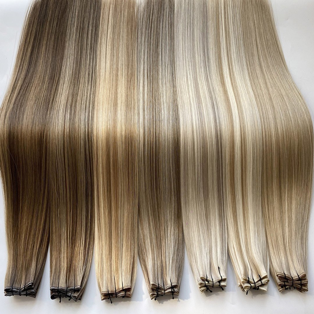 HaiYi Hot Selling Large Stock Balayage Color Double Drawn Russian Hair Genius Weft Human Hair Extension