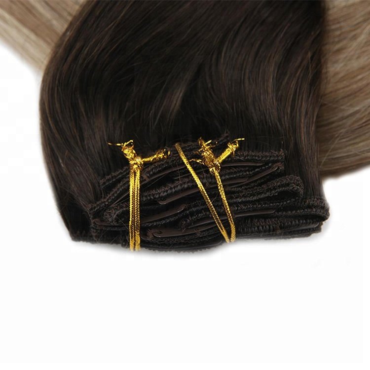 High Quality Wholesale virgin human brazilian ombre Clip in Hair Extensions