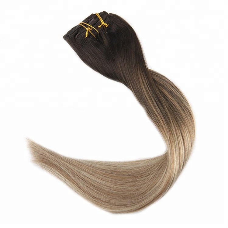 High Quality Wholesale virgin human brazilian ombre Clip in Hair Extensions