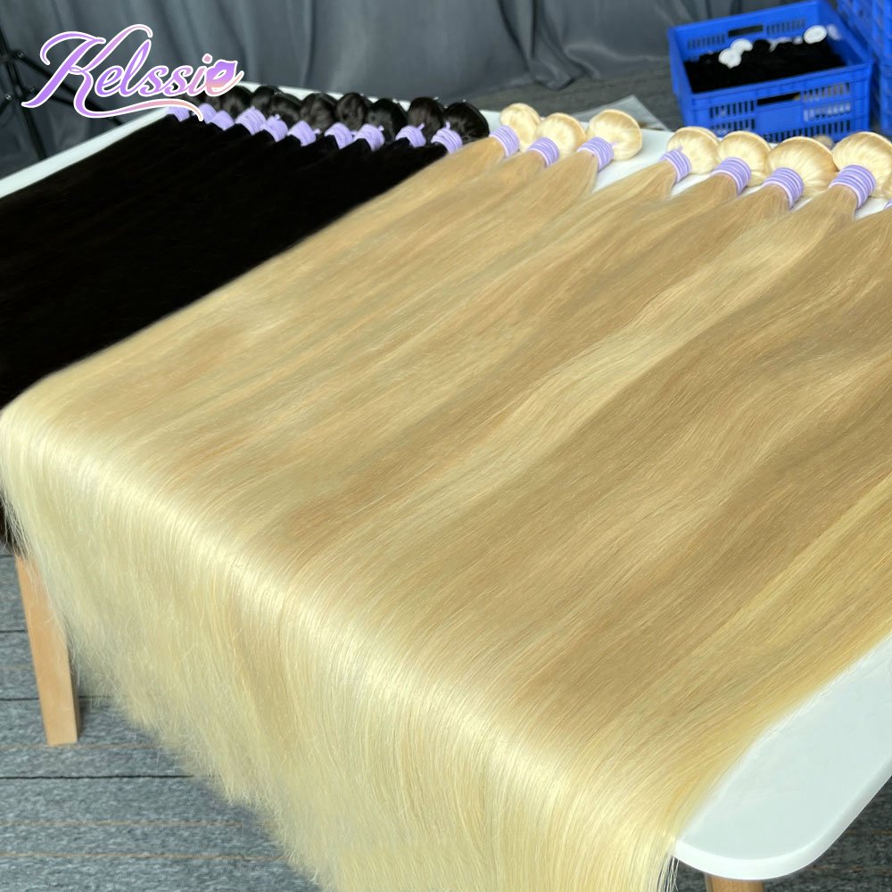 Wholesale 613 Cuticle Aligned Virgin Hair,Russian Blonde Virgin Human Hair Bundle,40 Inch Blonde Brazilian Human Hair Extension