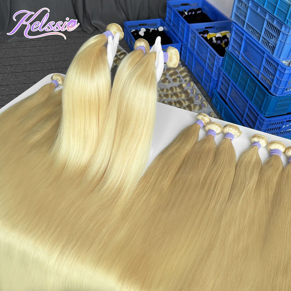 Wholesale 613 Cuticle Aligned Virgin Hair,Russian Blonde Virgin Human Hair Bundle,40 Inch Blonde Brazilian Human Hair Extension
