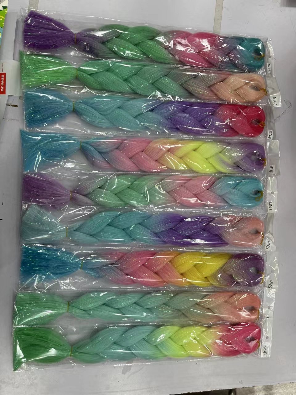 wholesale synthetic braiding hair with tinsel ombre color jumbo braids 24inch Glitter Tinsel hair extensions