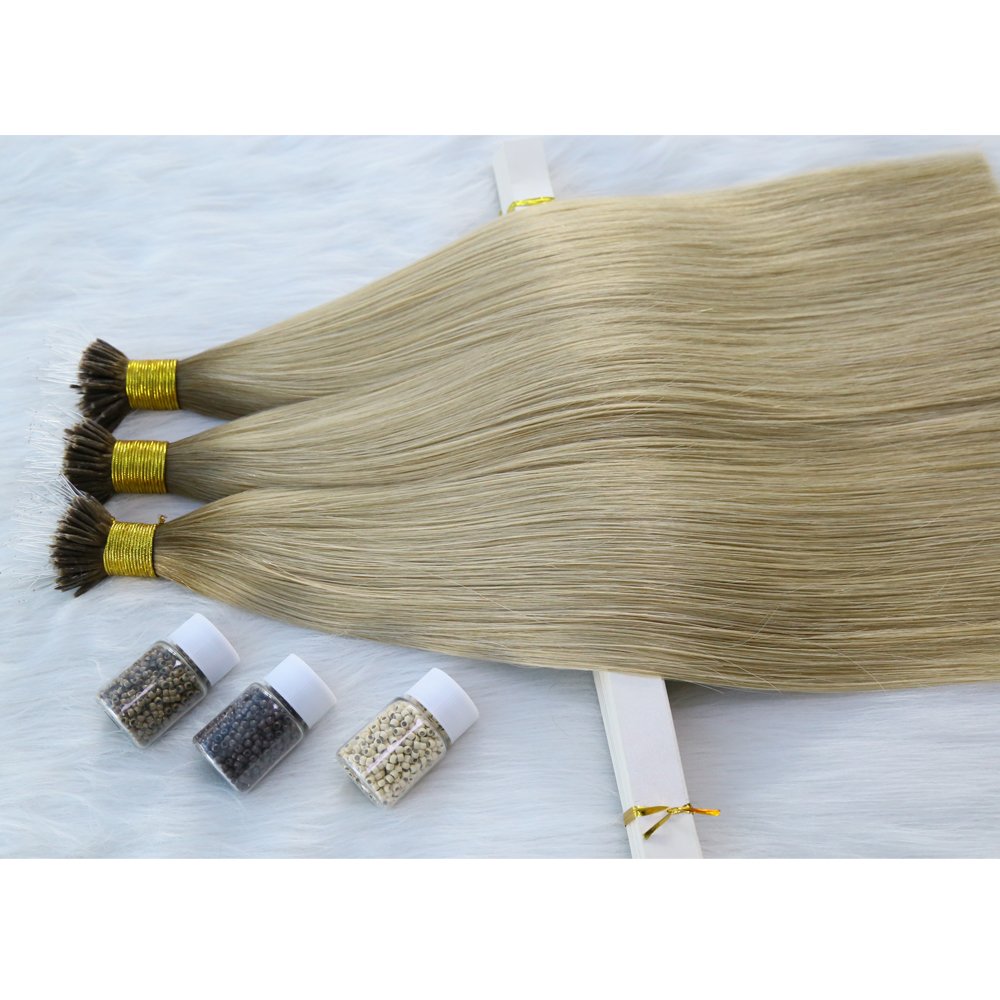 Wholesale Ombre Balayage Blonde Elastic Fishing Wire Micro Nano Ring European Russian Remy Human Hair Extensions Double Drawn