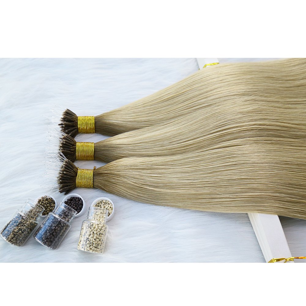 Wholesale Ombre Balayage Blonde Elastic Fishing Wire Micro Nano Ring European Russian Remy Human Hair Extensions Double Drawn