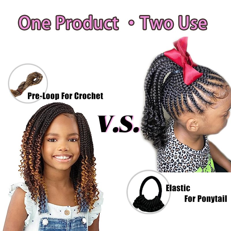 kids braided ponytail with beads ribbons curly end kids ponytail with beads and bow detachable ponytail for kids