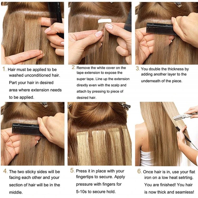 LeShine Wholesale Remy Skin Weft Tape in Human Hair Extensions 100% Ponytail Tape Hair Extensions