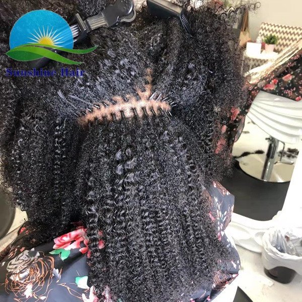 100 Strands keratin capsules afro kinky curly itip 100 virgin brazilian indian hair microlink vietnamese i tip hair extension