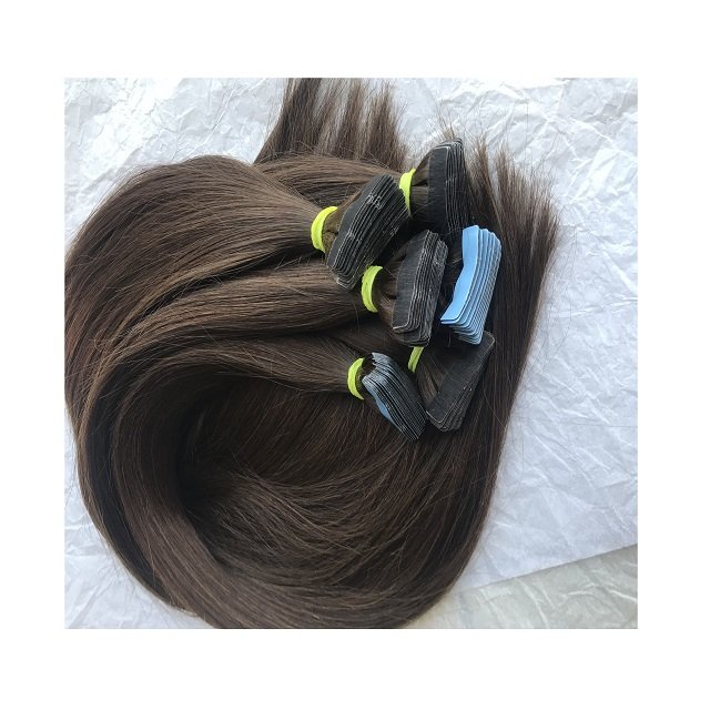 Wholesale 100% Virgin Remy Human Extention Hair Real Human Hair For Resell, Color No. #4 Tape Human Hair Extensions Long Lasting