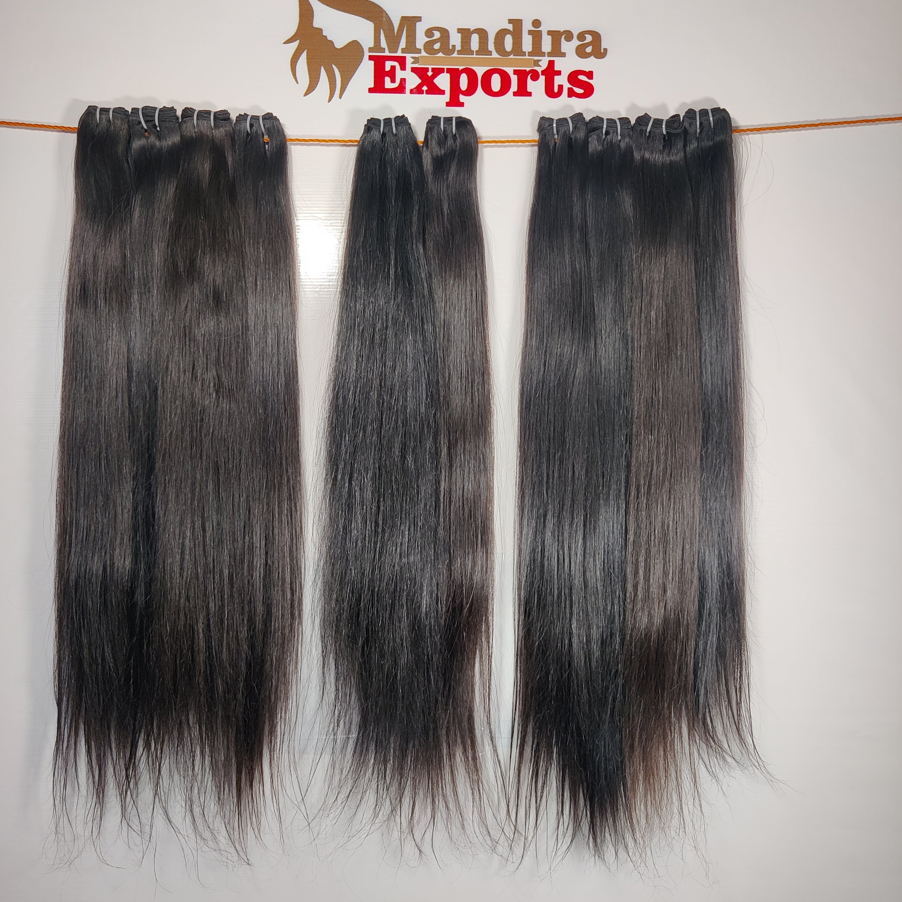 Wholesale raw natural 100% virgin vendor black color long straight bundles kinky south indian temple human hair Extensions