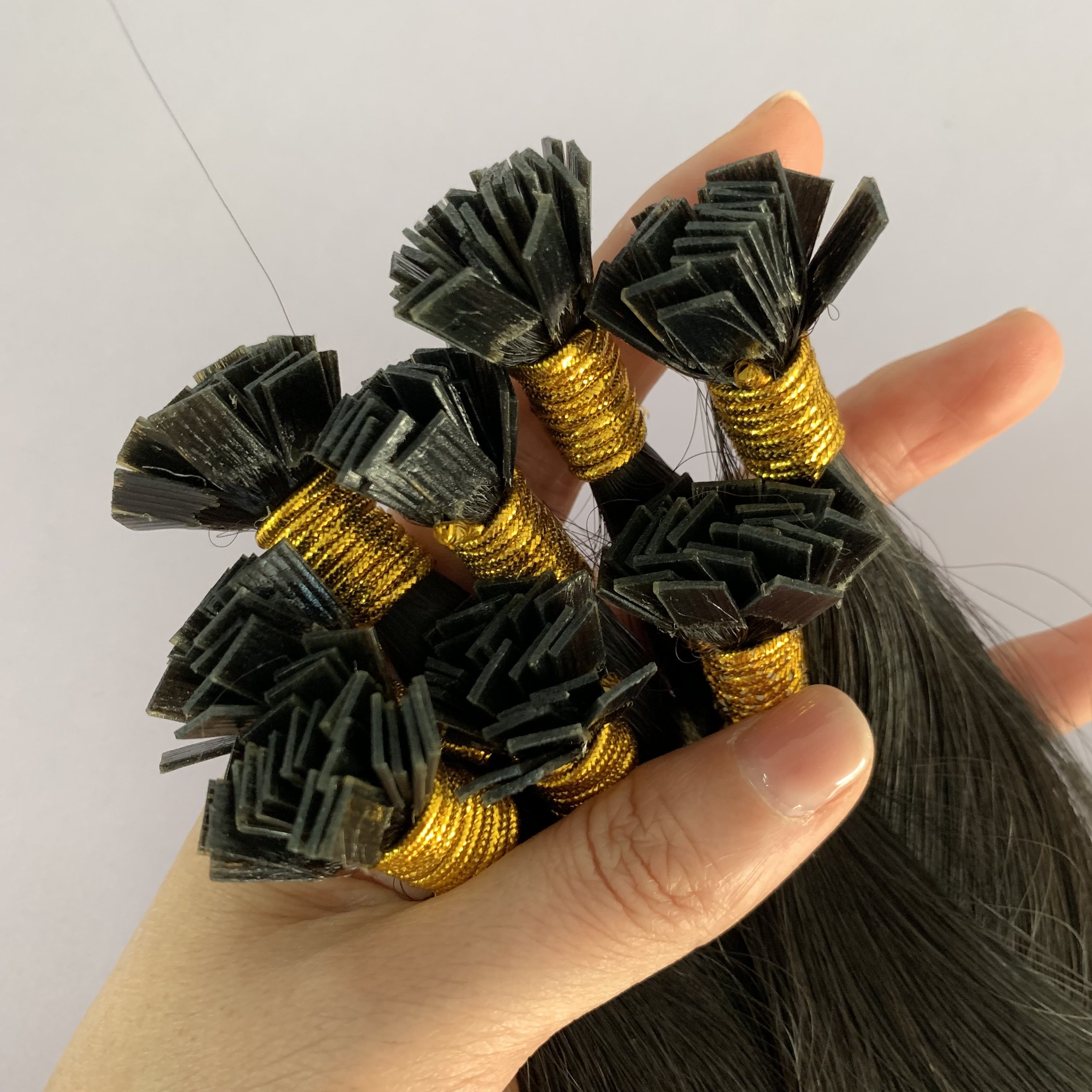Flat TIP Pre bonded European natural black 0.5cm*0.5cm Flat Tip Hair Extensions Virgin Keratin Human Extensions Double Drawn