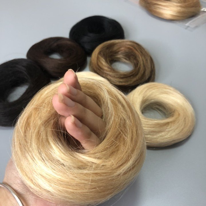 Human Hair Ponytails Bun Extensions Scrunchie With Rubber Band Hair Ring Wrap On Hair Chignon