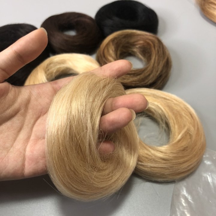 Human Hair Ponytails Bun Extensions Scrunchie With Rubber Band Hair Ring Wrap On Hair Chignon
