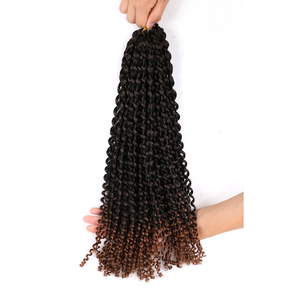 Passion Twist Hair Braids black brown blonde three tone Water Wave Synthetic Crochet Braiding Hair for Long Bohemian Locs