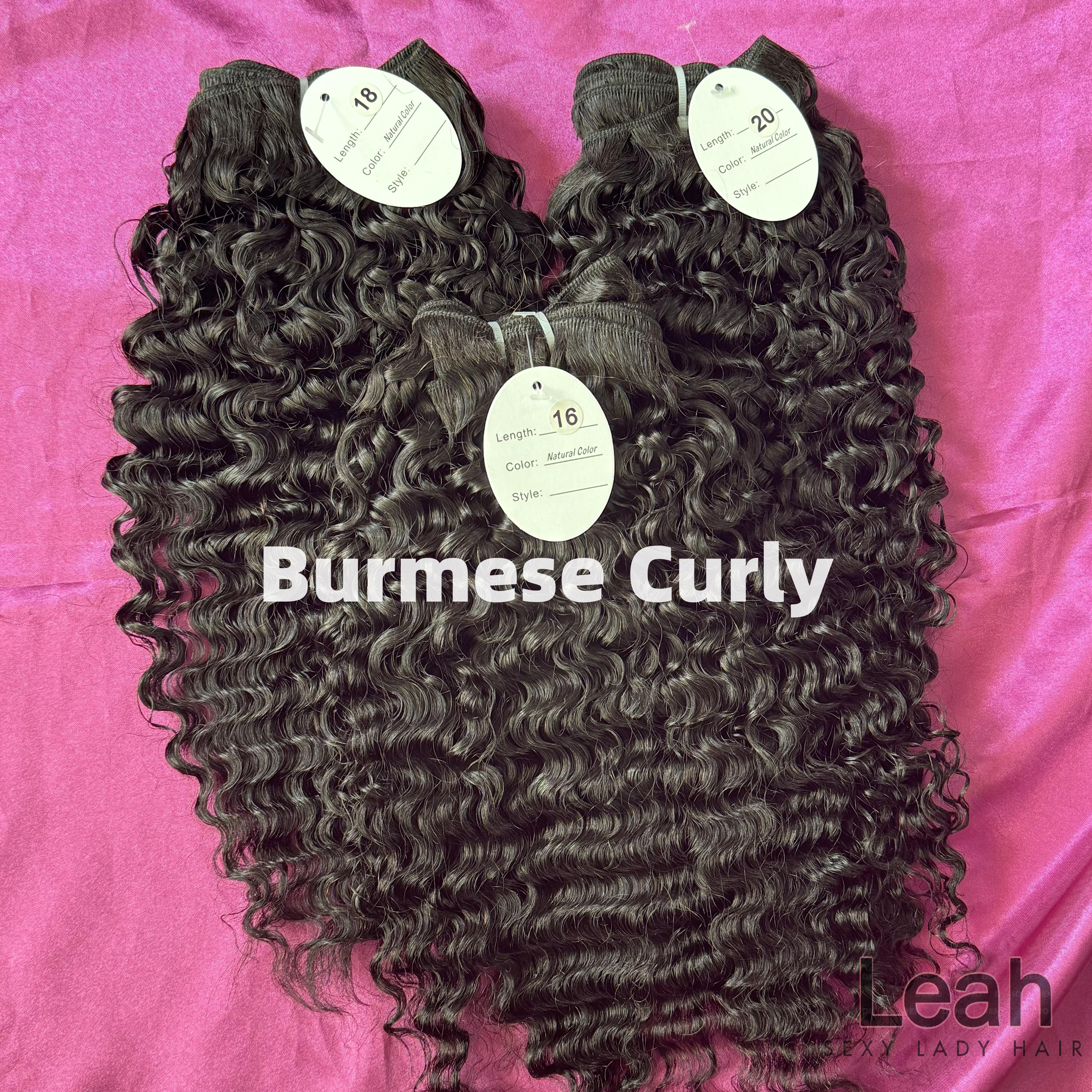 Wholesale Raw Human Hair Extensions Burmese Curly Pattern For HD Lace Closure Wig Raw Vietnamese Hair
