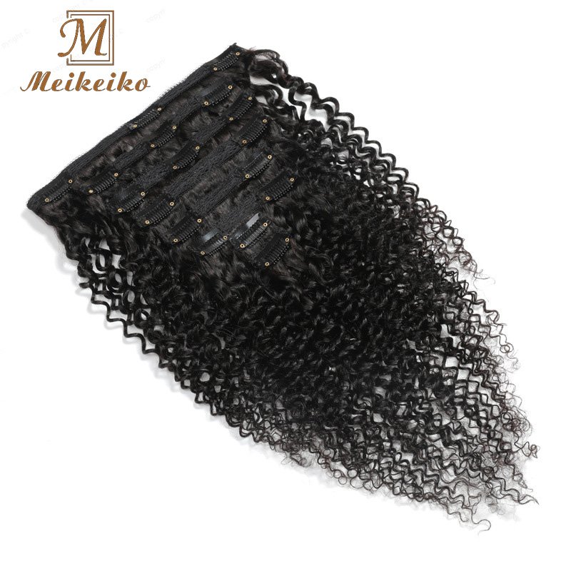 8pcs/set 120g Kinky Curly Clip In Human Hair Extensions Real Natural Human Hair Extension Curly Clip In Hair Extensions