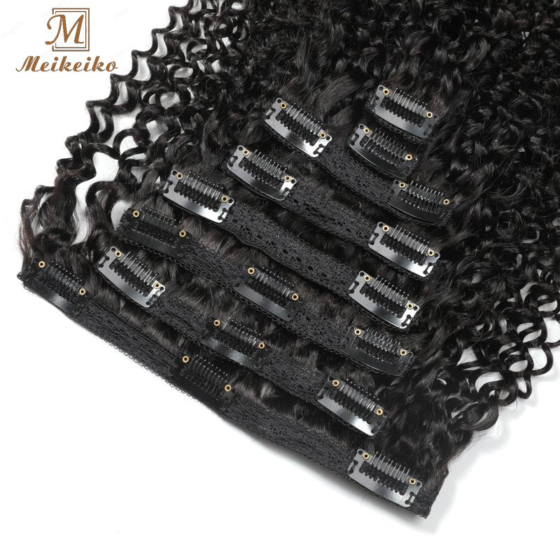 8pcs/set 120g Kinky Curly Clip In Human Hair Extensions Real Natural Human Hair Extension Curly Clip In Hair Extensions