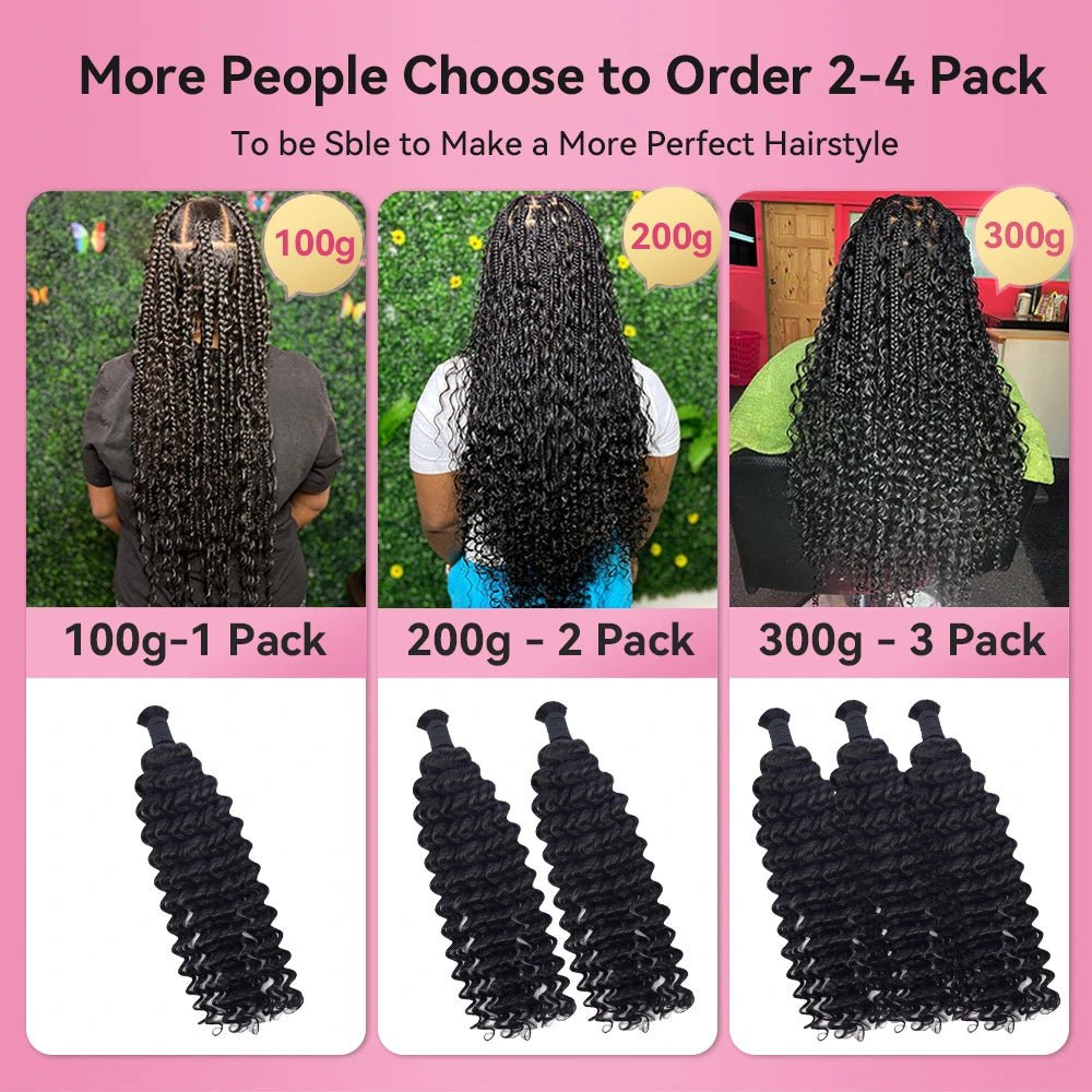 Blue color Bulk hair deep wave Boho Braiding hair Brazilian human hair no wefts MOQ 100g