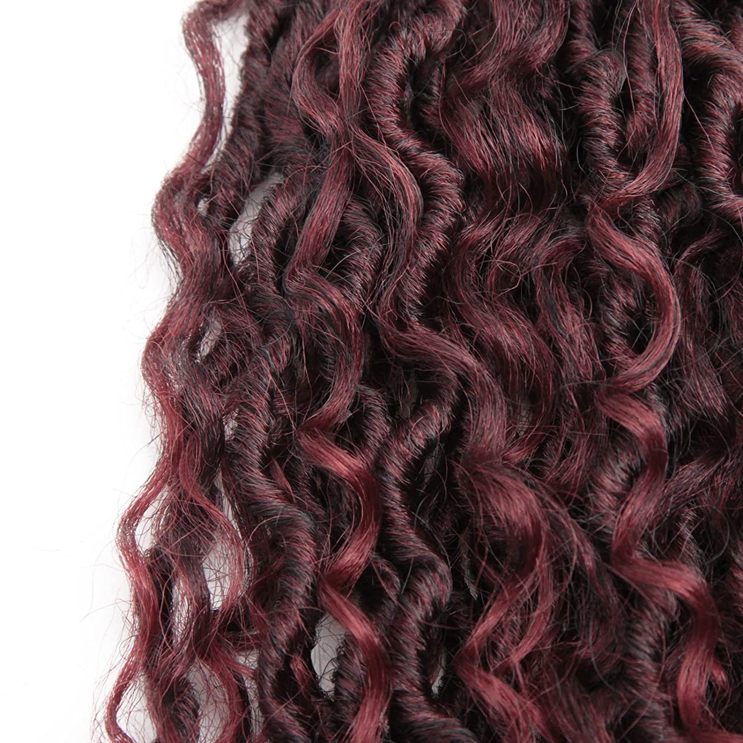 Goddess Locs Crochet Hair Extensions 18Inch ombre brown Pre-looped River Faux Locs Wavy Curly Faux locs Crochet Braids