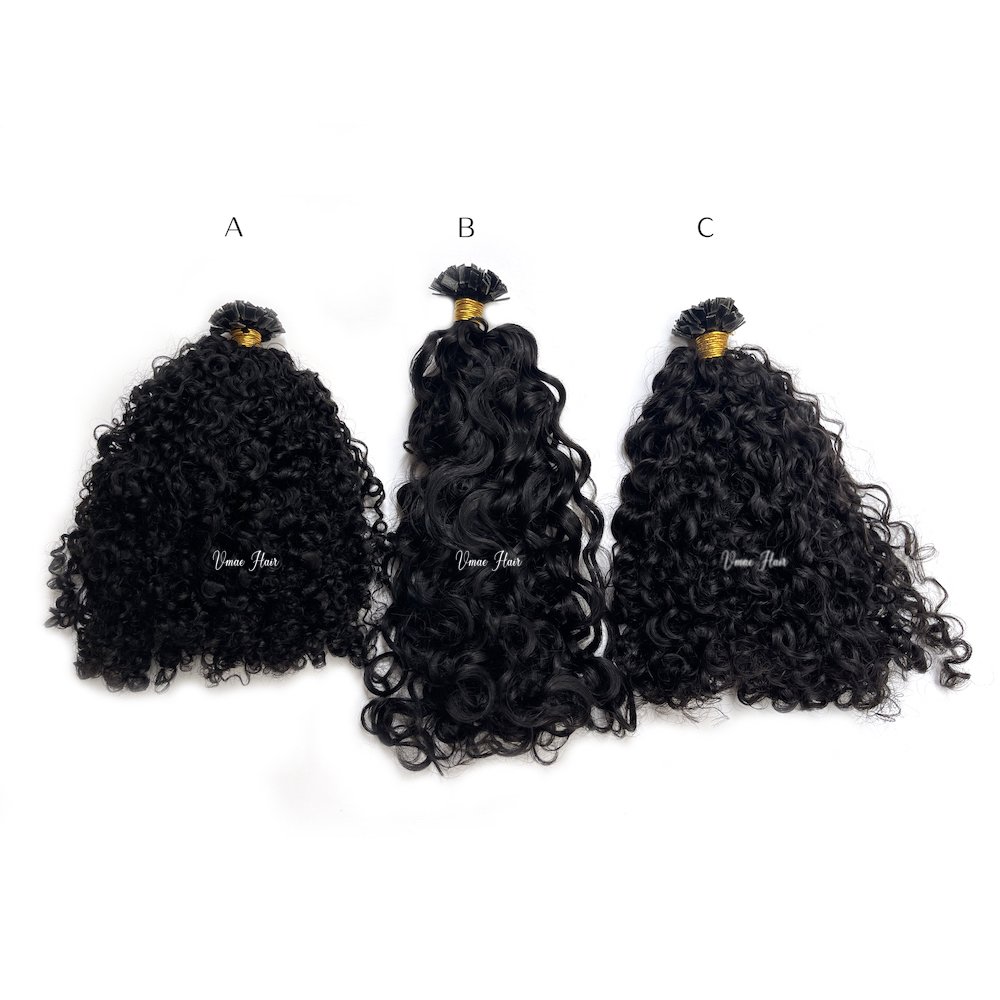 Vmae Indian Raw Factory Natural Black 3A 3B 3C Afro Kinky Deep Curly 100g K Flat I Stick U Nail Tip Remy Human Hair Extensions