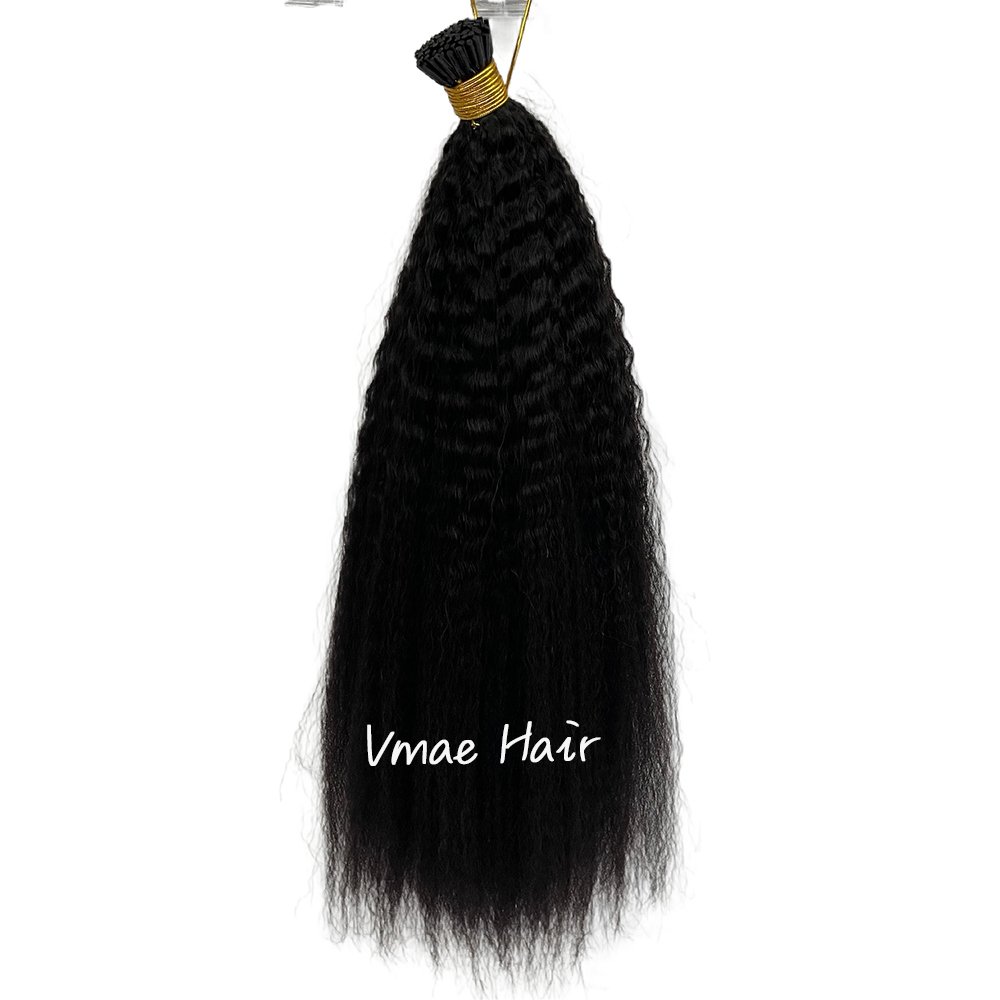 VMAE Wholesale Mongolian Afro Kinky Full Cuticle Aligned Deep Curly Virgin Remy Human Hair Extensions with U Flat I Tip