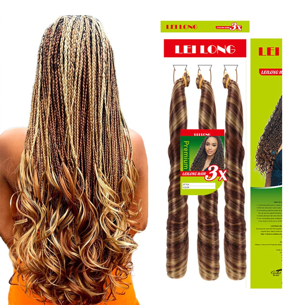 New hot sale packaging 3X french curls spiral curl hair extension wavy braiding hair luxury silky curl braids Popular style