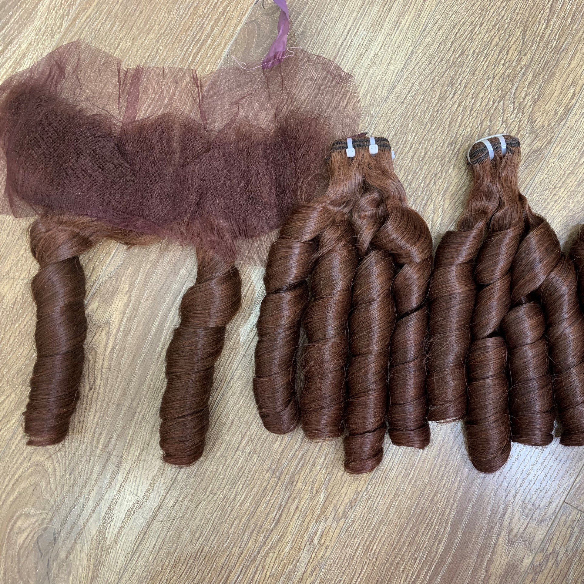 Ready to ship double draw bouncy curly Vietnamese hair bundles with closure100% human hair bundles Genius Weft
