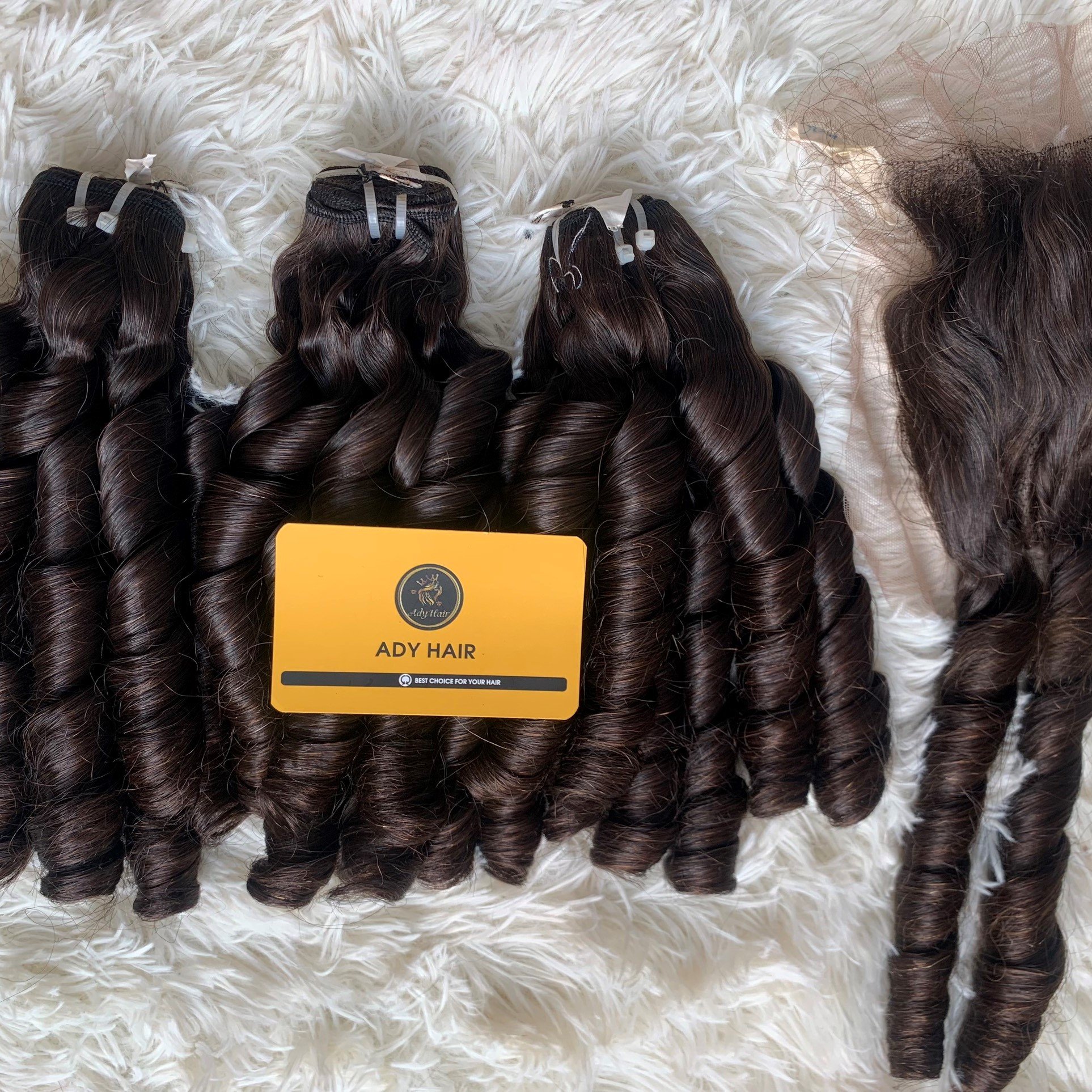 Ready to ship double draw bouncy curly Vietnamese hair bundles with closure100% human hair bundles Genius Weft
