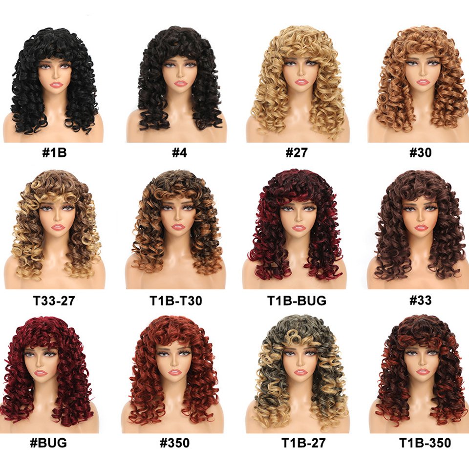 Top Girl Long Kinky Curly Weaves And Wigs With Bangs America Pink Glueless Braid Synthetic Wig Afro Curly Braid Wigs For Women