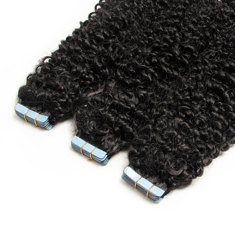Wholesale Raw Tape in Brazilian Hair Extension 12a Grade Raw Virgin Remy Kinky Curly Tape Ins Hair Extensions 100human Hair