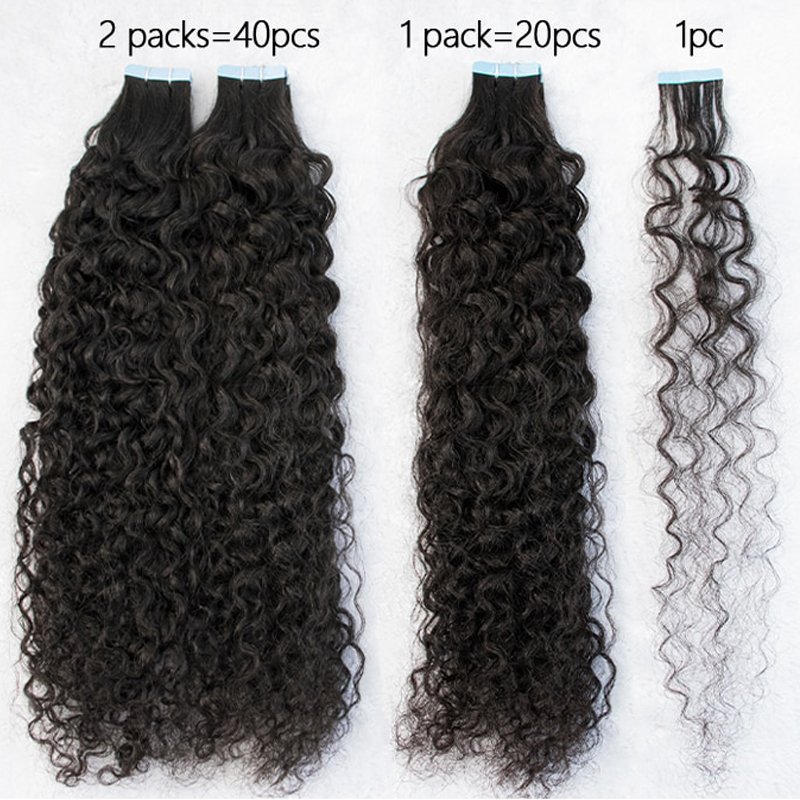 Wholesale Raw Tape in Brazilian Hair Extension 12a Grade Raw Virgin Remy Kinky Curly Tape Ins Hair Extensions 100human Hair