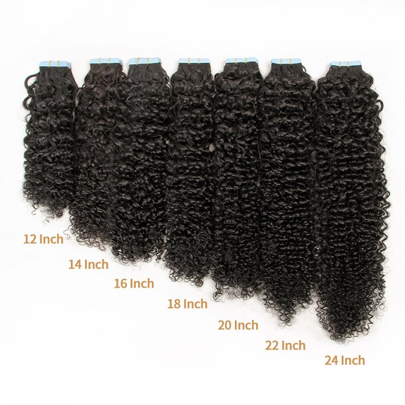 Wholesale Raw Tape in Brazilian Hair Extension 12a Grade Raw Virgin Remy Kinky Curly Tape Ins Hair Extensions 100human Hair