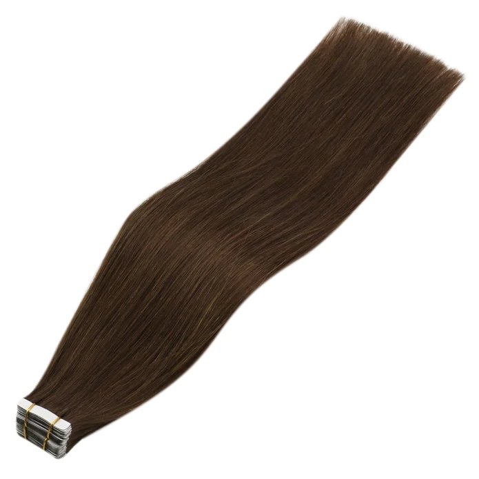 Wholesale 12A Virgin Hair Natural Brown Color European Cabello Humano Natural Invisible Tape In Human Hair Extensions