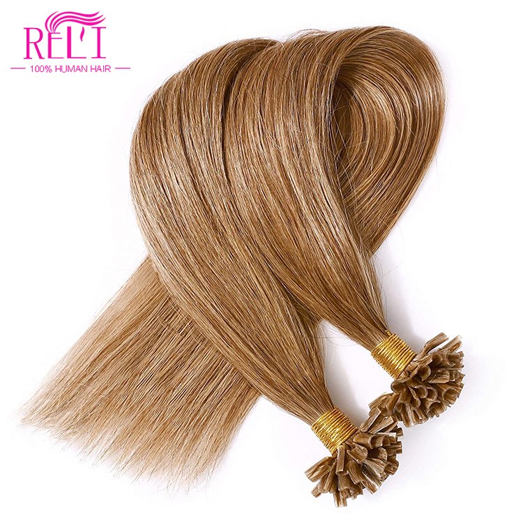 Ruili Popular In Europe Factory Wholesale keratin double drawn U tip Russian hair Human Hair Extension